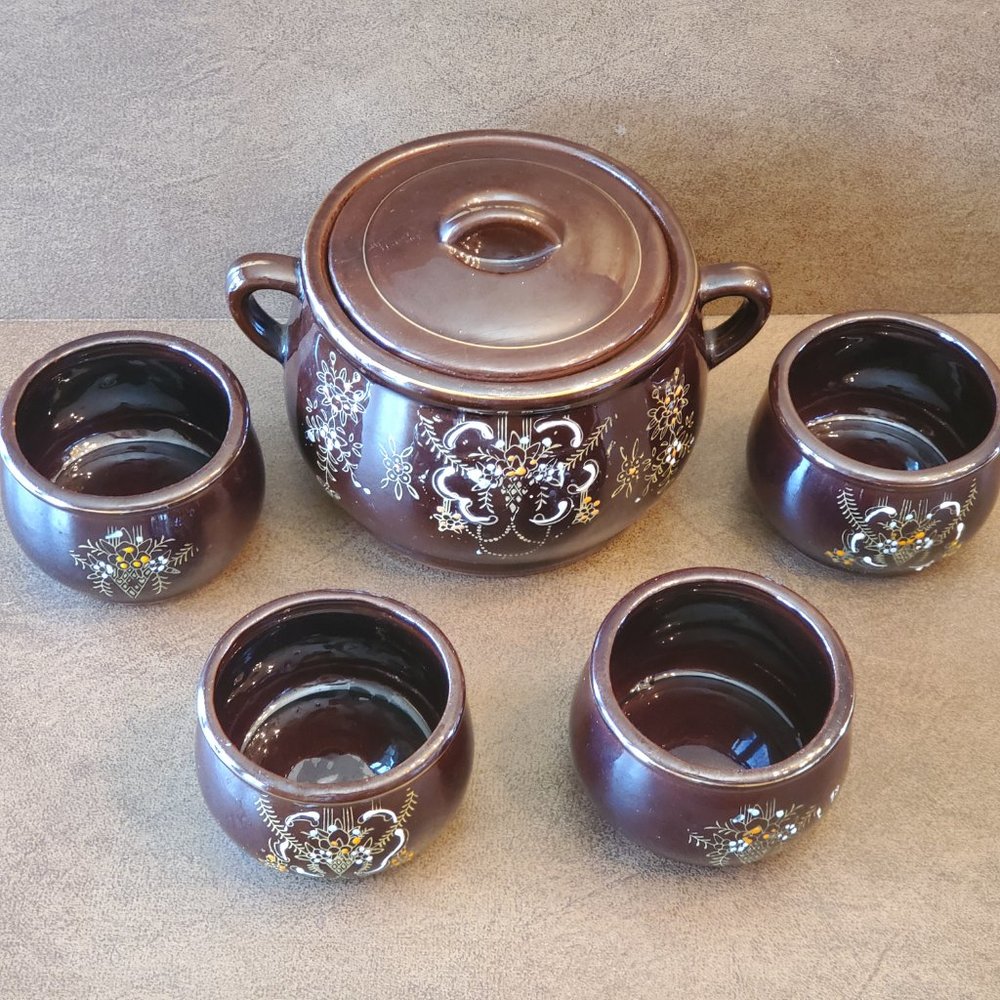 HIGH TEA FOR A LOW PRICE Serves 4 Mid-Century Mod 6" Pot Hand Painted Japan 60's